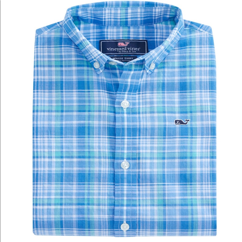 Vineyard vines boy plaid whale shirt